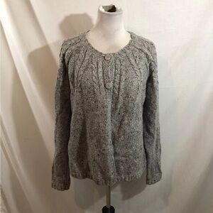 Studio Works Gray Flecked Button Up Cardigan - Womens L, Bust 23”, Length 25”